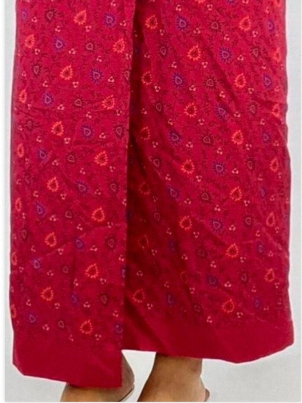 Vintage Express 100% Silk Floral Red Wrap Maxi Skirt Size 6 - Picture 4 of 15